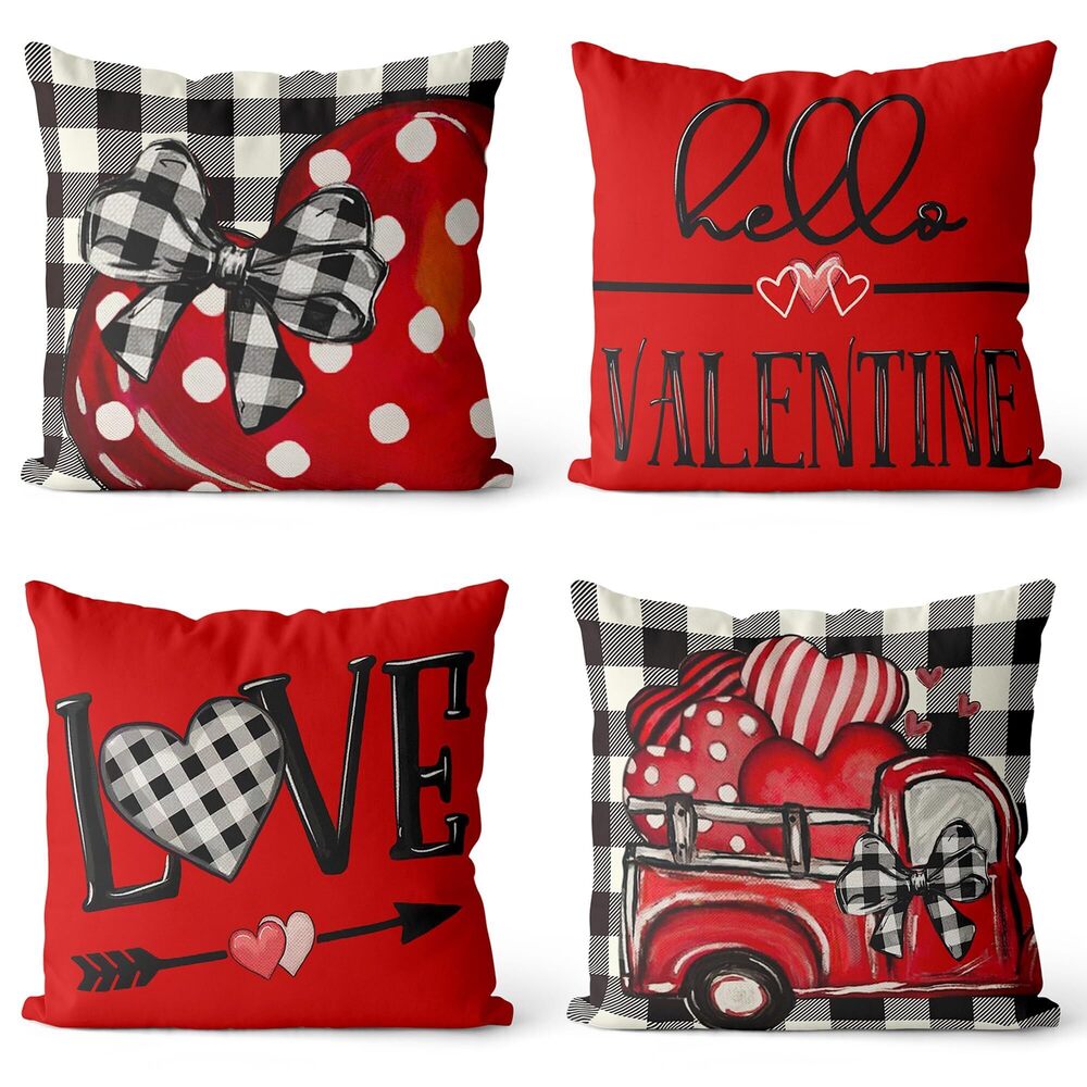 2609 Valentine's Day Throw Pillow Covers 18 x 18 Inches Red Heart Spring